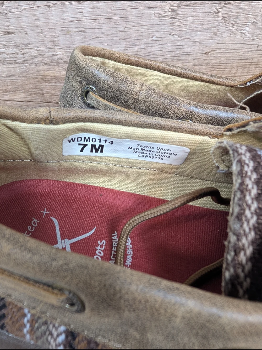TWISTED X Boots Moc Loafers Womens Size 7 M Brown Woven Toe Lace Up Boat Shoes